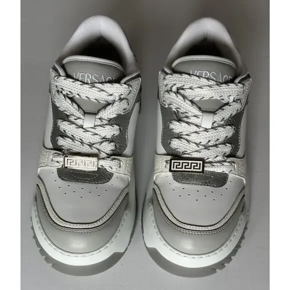 Versace Odissea Mens Leather White/Gray Sneakers 11.5 US (44.5) 1015437 NIB $950